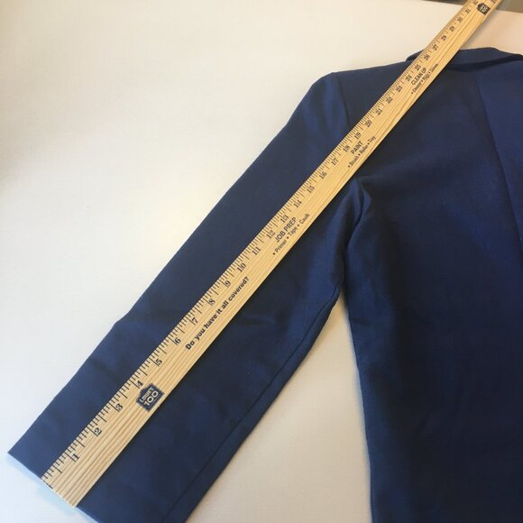 Vintage Bobbie Brooks Blazer Size 10P Navy Academia 80s 90s Linen Blend - Picture 9 of 11